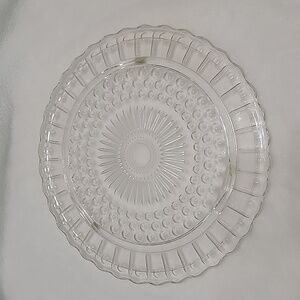(2/$15) Vintage Federal Clear Glass Sunflower And Bubble Footed Cake Plate